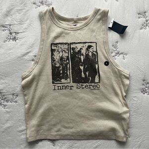 Beige Graphic Tank Top